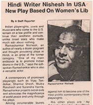 Hindi Writer Nishesh in USA New Play Based On Women’s Lib